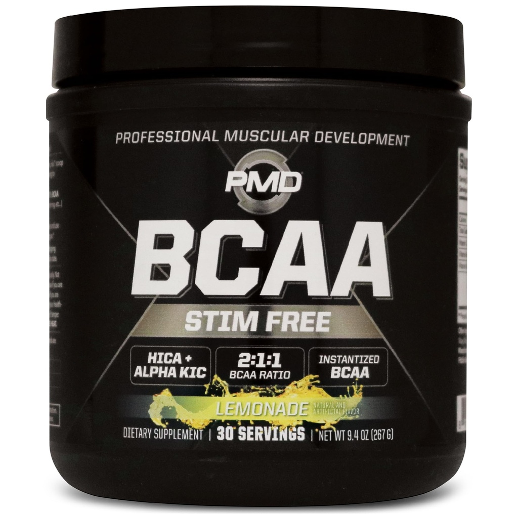 PMD Sport BCAA Stim-Free Aminozuren - Betere workout prestaties, verbeterde herstel, dagelijkse energie, spier Builder, en spierspring - BCAA Powder Drink Mix - Limonade (30 Servers)