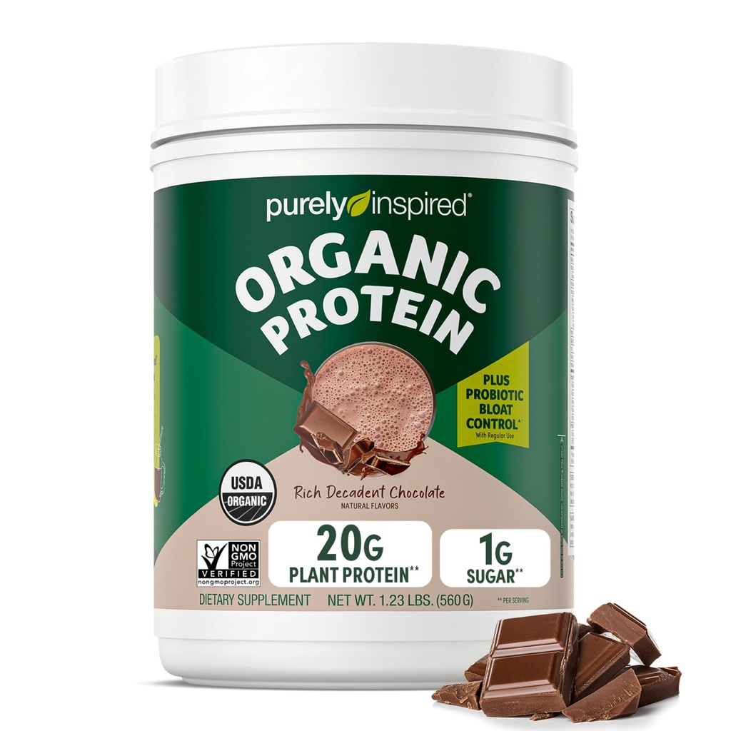 Zuiver geïnspireerd plantaardig eiwitpoeder voor mannen en vrouwen, rijke decadentchocolade (16 porties) - Veganistisch en biologisch - 20 g Pea Proteïnepoeder voor smoothies & Shakes - zuivelvrij, & Glutenvrij