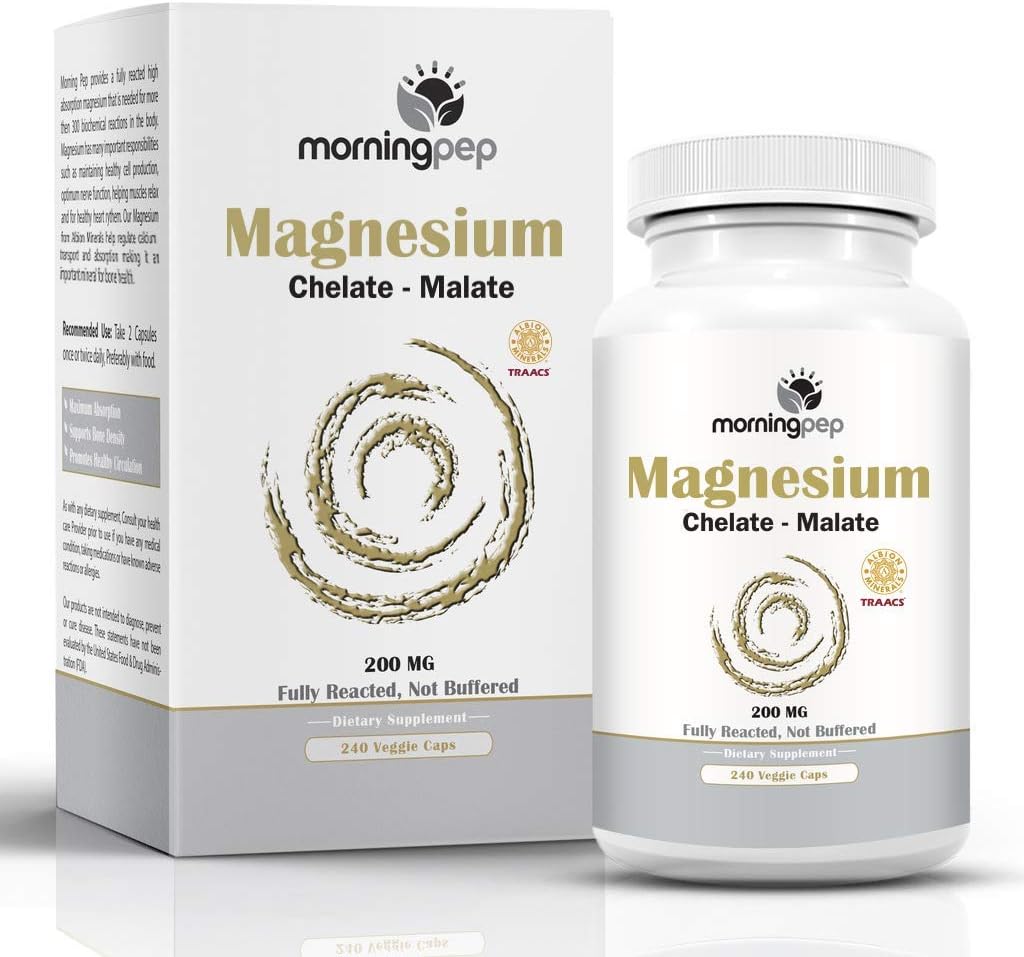 Chélate de bisglycinate de magnésium 240 capsules de Vegi 200mg Élémentaire par portion