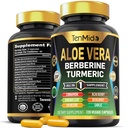 Aloe Vera Capsules Supplement - 12in1 Formule - Combineer met Berberine, Turmeric, Ceylon Cinnamon, Banaba Leaf, Gymnema Sylvestre, Acai Berry, Bergamot, Knoflook, en Meer - 120 Capsules