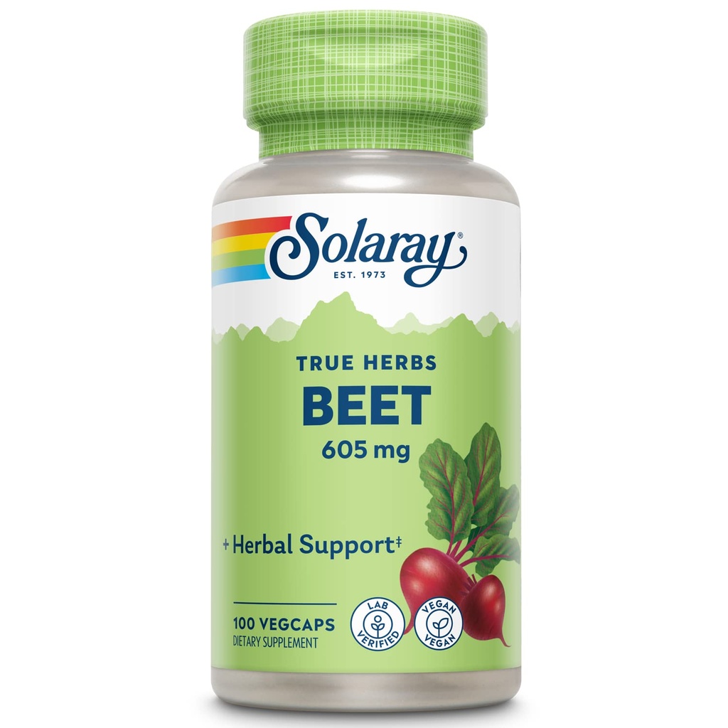 SOLARAY Racine de betterave 605mg peuvent soutenir la santé cardiovasculaire et la performance athlétique, le rein, le foie et la santé du sang.