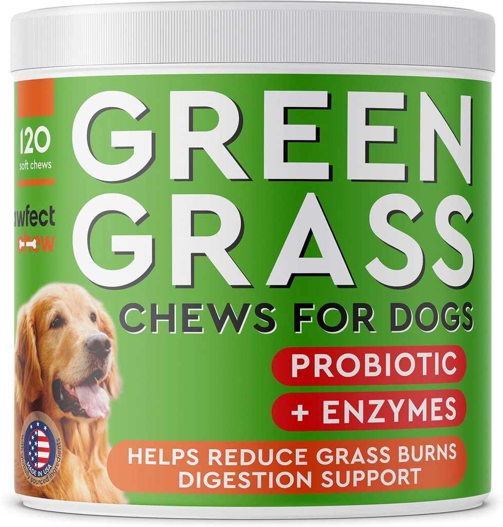 PAWFECTCHEW hond pee grashelper - gras behandeling voor hond urine - hond urine neutralizer voor gras Burn spots - hond pee gazon reparatie Treats met Probiotica - Made in USA - 120 Kauwen