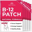 B12 Patches (pakket van 36) - 100% natuurlijke vitamine Patches voor vrouwen, energie, focus en lichaamsondersteuning, zelf-adhesieve transparante patches - verbeterde formule