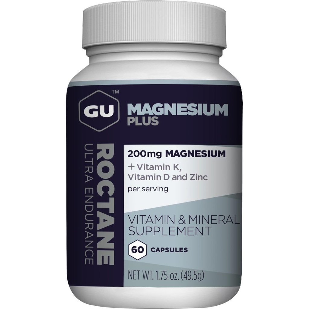 GU Energy Roctaan Magnesium Plus capsules met vitamine K, D en zink, geïnformeerde keuze, herstel ondersteuning na elke training, 60-Telling fles (1-maand levering)