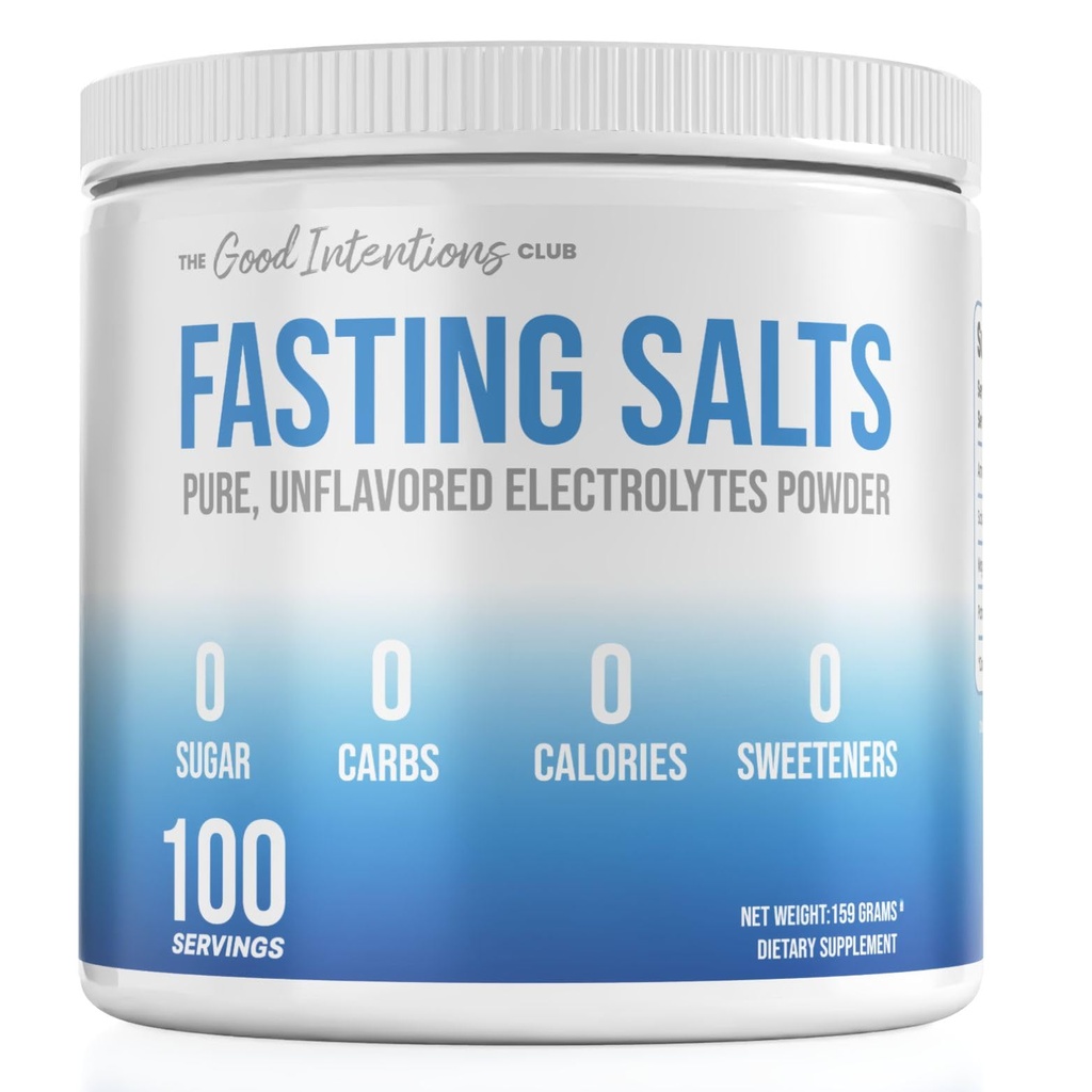 Fasting Electrolytes - Unflavored Electrolyte Powder - 100 Servings - Fasting Salts - Fasting Supplement - Electrolytes for Fasting