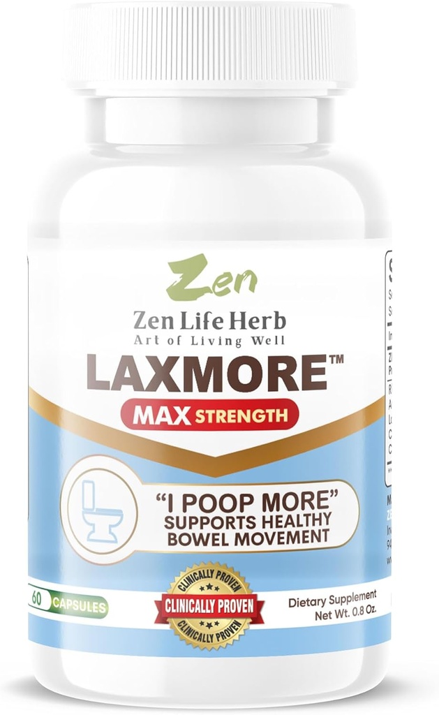 ZEN LIFE HERB LAXMORE I Poop More Max Strength 100% Natural Plant Based Supplement (60 capsules)
