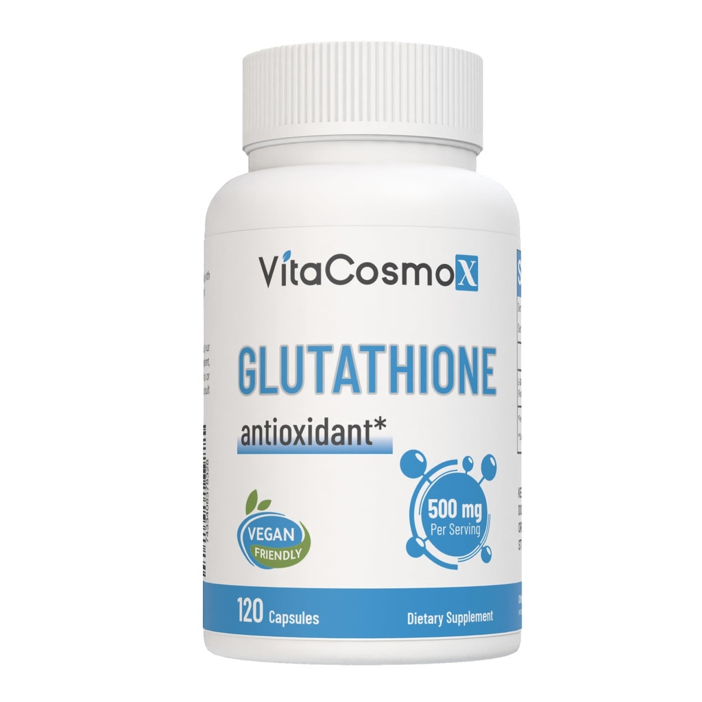 Glutathione Supplements, Vegan Capsules, 120 Count, 500 mg Reduced Glutathione,100% Vegetarian, Non-GMO & Gluten Free