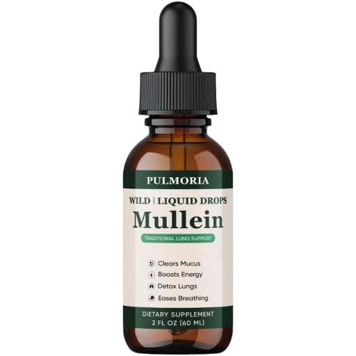 Pulmoria Wild Mullein Drops, Herbal Blend with Cordyceps, Bromelain, Ginger & Lemon Peel, Supports Seasonal Comfort & Clean Breathing – Vegan, Non-GMO, 2 Fl Oz (1)