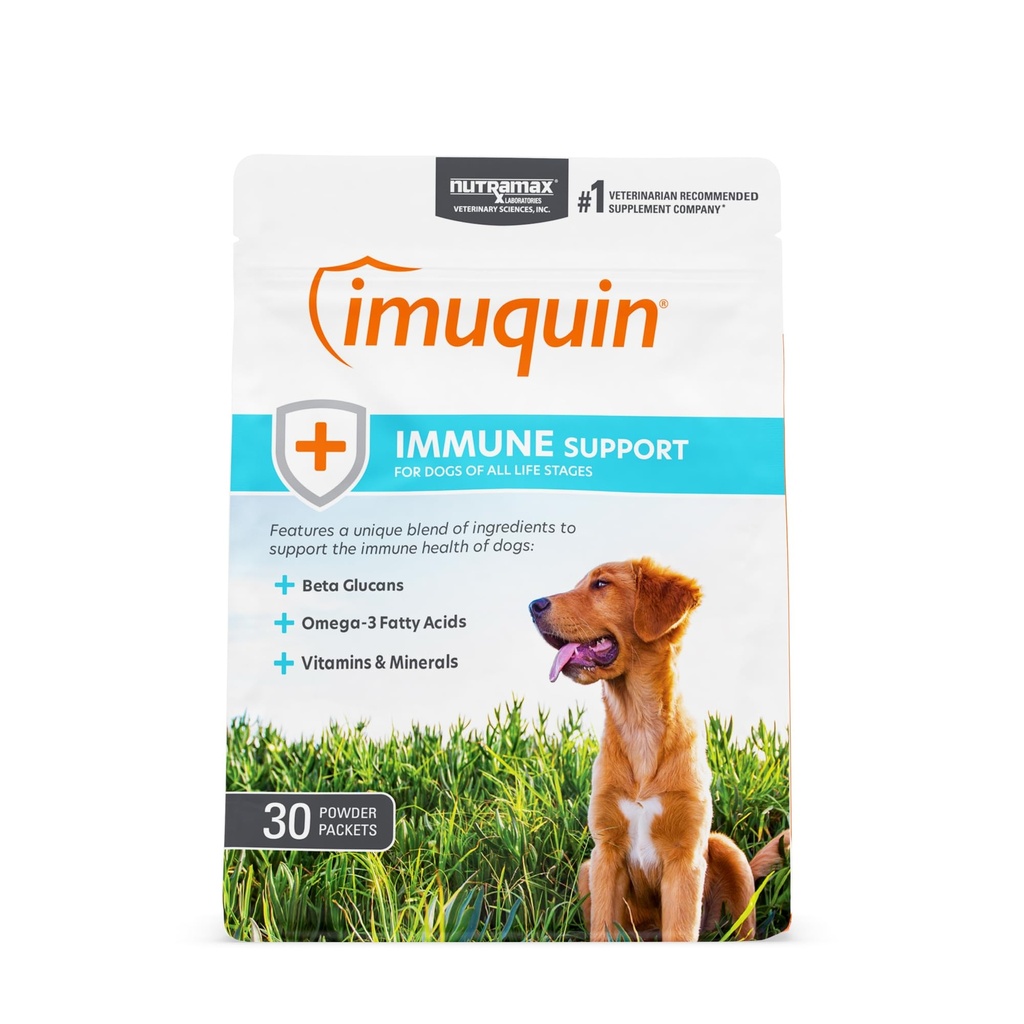 Nutramax Laboratories Nutramax Imuquin Immune Health Supplement Powder for Dogs, with Beta Glucans, Marine Lipiden, Vitaminen en Mineralen, 30 Packets, bijgewerkt Versie