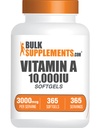 BulkSupplements.com Vitamine A 10000 IE Softgels - als Retinyl Palmitate, Vitamine A Supplement - voor Eye & Immune Support, Glutenvrij, 1 Softgel per Serving, 365 Tellen (pakket van 1)