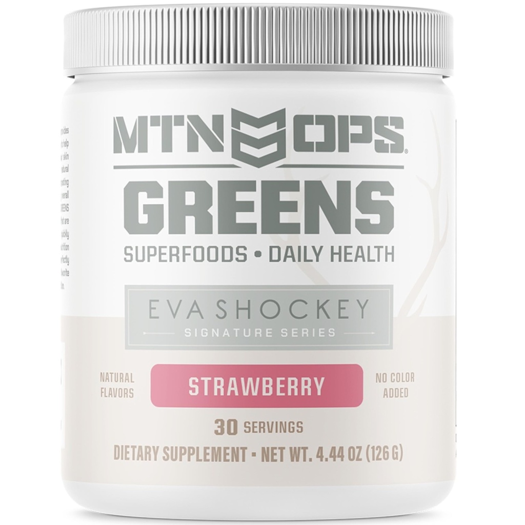 MTN OPS Eva Shockey Signature Series Super Greens Biologische Superfoods Poeder, Aardbei, 30 Serves, Aardbei, 4.4 Ounce