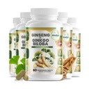 GreeNatr Ginko Biloba & Panax Ginseng Supplément - Ginseng rouge pour la mémoire et le focus - Ginkgo Biloba pour la bonne vision, le système immunitaire et l'amélioration du flux sanguin (360 comprimés: 6 bouteilles)