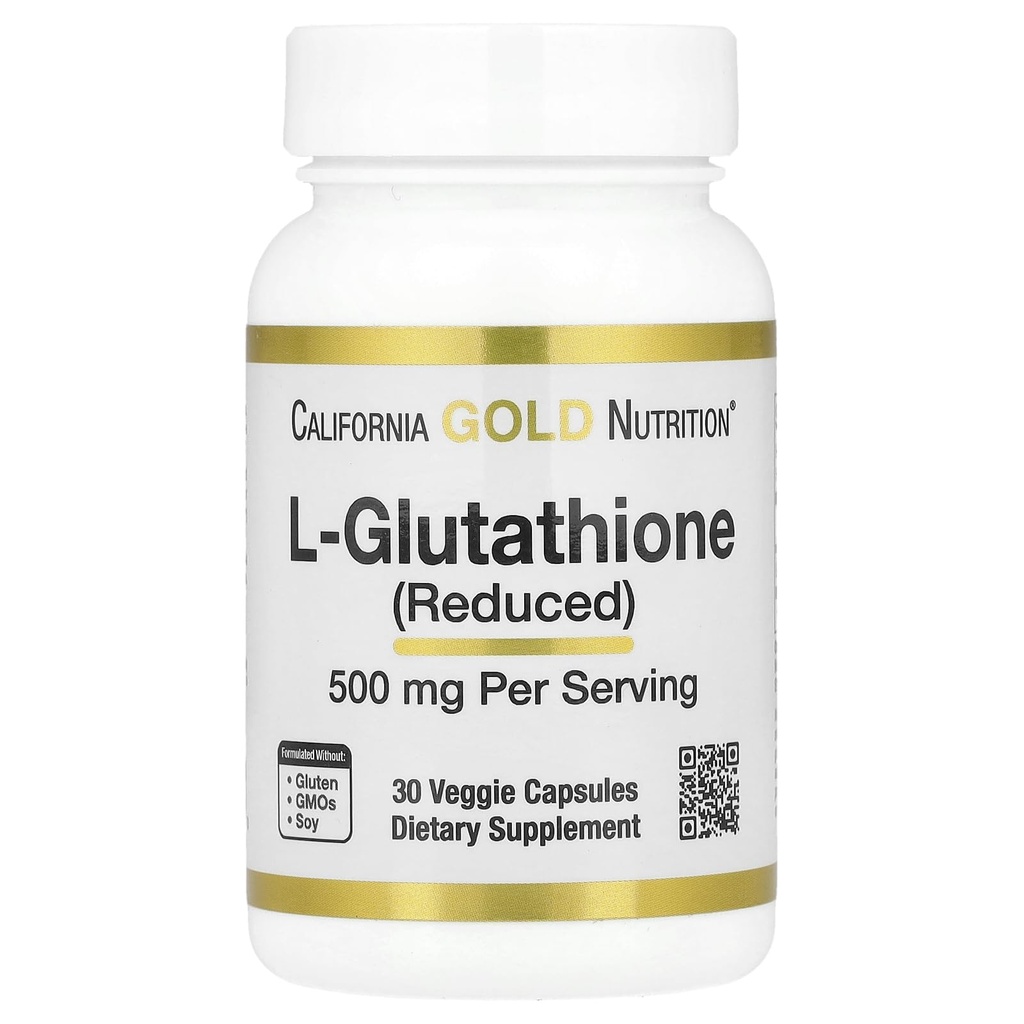California Gold Nutrition L-glutathion (réduit), 500 mg, 30 gélules de Veggie