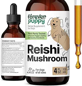 Forever Puppy Red Reishi Mushroom Tinctuur voor honden - Immune Support Supplement - Mushroom Drops w/reishi Extract - Liquid Vitaminen en Supplementen - All Rass & Sizes - Sugar & Alcohol-Free - 4 oz