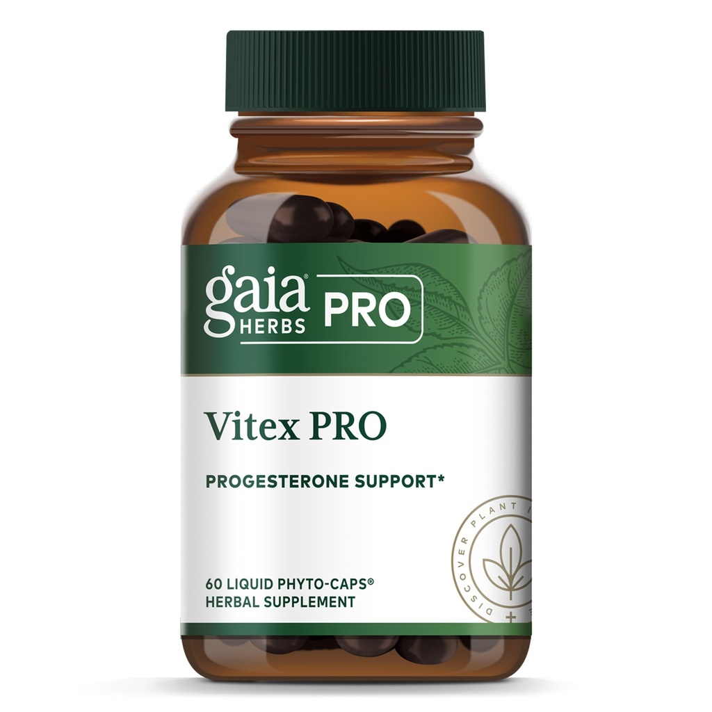 Gaia Herbs Pro Vitex PRO-supplement ondersteunt normale menstruele cyclus & gezonde menopauze* - Progesterone ondersteuningssupplement* met biologische chaste boombessenextract - 60 vloeibare phyto-caps (30 porties)