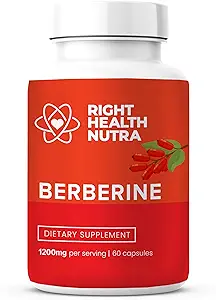 Right Health Nutra - Berberine 1200mg - 60 Capsules - Pure, natuurlijke ondersteuning voor de bestrijding van vrije radicalen, Boost Immunity & Balance Microbiome - Vegan & Natural Berberine Capsules