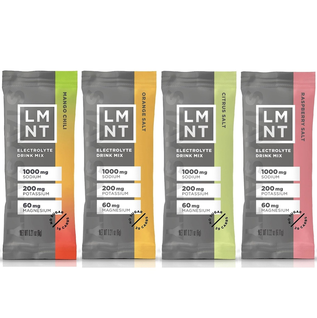 LMNTT Keto Electrolyte Powder Packets – Sugar Free Hydration Sticks, Low Carb, Paleo & Vegan Friendly, No Artificial Ingredients, 4 Flavors, 120 Count