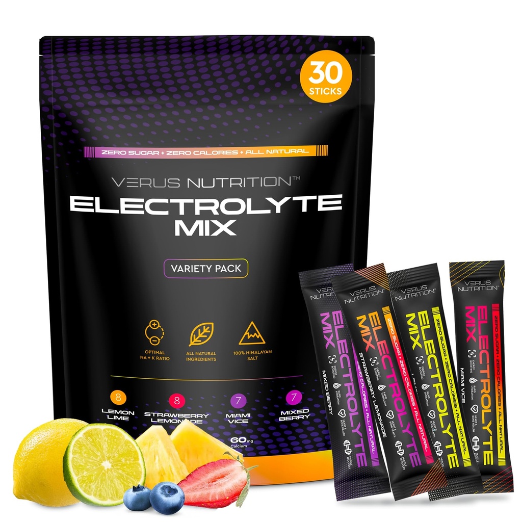Electrolytes Hydration Sticks No Sugar - Zero Calorie Variety Pack | Sugar Free Electrolytes for Keto & Vegan | Natural Ingredients Electrolyte Mix for Energy Boost, 30 Servings