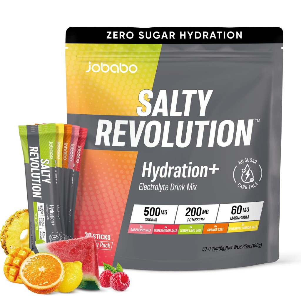 Salty Revolution Electrolytes Powder Packets | Keto, Energy & Sports Hydration Support | Sugar Free, Gluten-Free | Drink Mix Variety Pack (30 Servings)