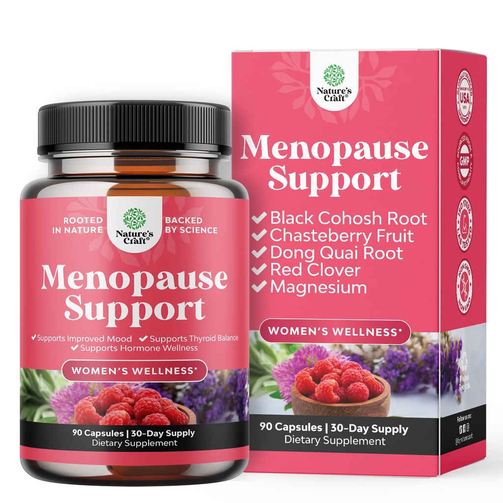 Supplément complet à base de plantes ménopause pour les femmes - Multibénéfices Ménopause Ease Hormone Balance for Women for Night Sweats Mood and More with Dong Quai Vitex Chaste Berry and Black Cohosh - Mini Caps