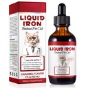 Liquid Iron for Cats, Liquid Iron Drops for Cats Supports Anemia, Low Enery Levels and Lethargy Cats- Verbeter energieniveaus en vitaliteit, Pet Supplies Cat Vitamine Supplement, Caramel Flavor - 2 fl.oz