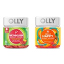 OLLY Metabolism Gummy Rings, Apple Cider Vinegar, Vitamin B12, Chromium & Hello Happy Gummy Worms, Mood Balance Support, Vitamin D, Saffron, Adult Chewable Supplement