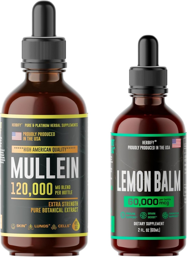 HERBIFY Bundle - Mullein Leaf Extract & Lemon Balm - Respiratory Support & Hersenondersteuning
