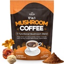 Organic Mushroom Coffee 17 Functional Mushroom Blend (Lion's Mane, Reishi, Chaga, Cordyceps, Turkey Tail & More) Gourmet Arabica Instant Coffee for Immunity, Focus & Energy - USA Made - 30 Servings