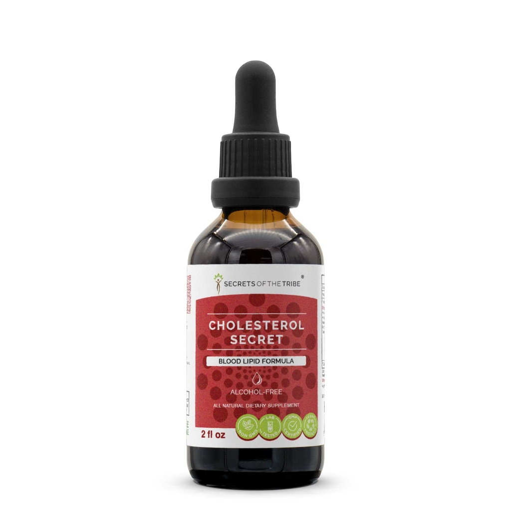 Secrets of the Tribe - Cholesterol Secret, Blood Lipid Formula, Herbal Supplement Blend Drops Alcohol-Free Liquid Extract 2 fl oz