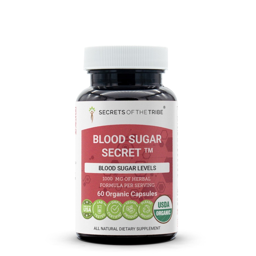 Secrets of the Tribe Blood Sugar Secret USDA Organic Capsules | Certified Organic Vegetarian Capsules, Herbal Dietary Supplement | Bitter Melon, Cinnamon, Gymnema, Dandelion Root, Fenugreek (60 Caps)