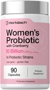 Horbäach Women's Probiotic with Cranberry Supplement | 10 Billion CFU | 14 Probiotic Strains | 90 Capsules | Non GMO, Gluten Free