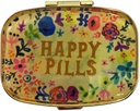 Happy Pillen Pillen Organisator Cute Metal Pill Case Reizen Vriendelijk Portable Compact Pillen Box Pillencontainer om Tylenol/Vitamines/Visolie/Suplements/Meds/Tablet voor Purse/Pocket