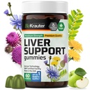 BIO KRAUTER Leversupplement Gummies - 60 Vegan Chews w/Milk Thistle, Dandelion Root for Liver Cleanse & Detox - 80% Silymarin