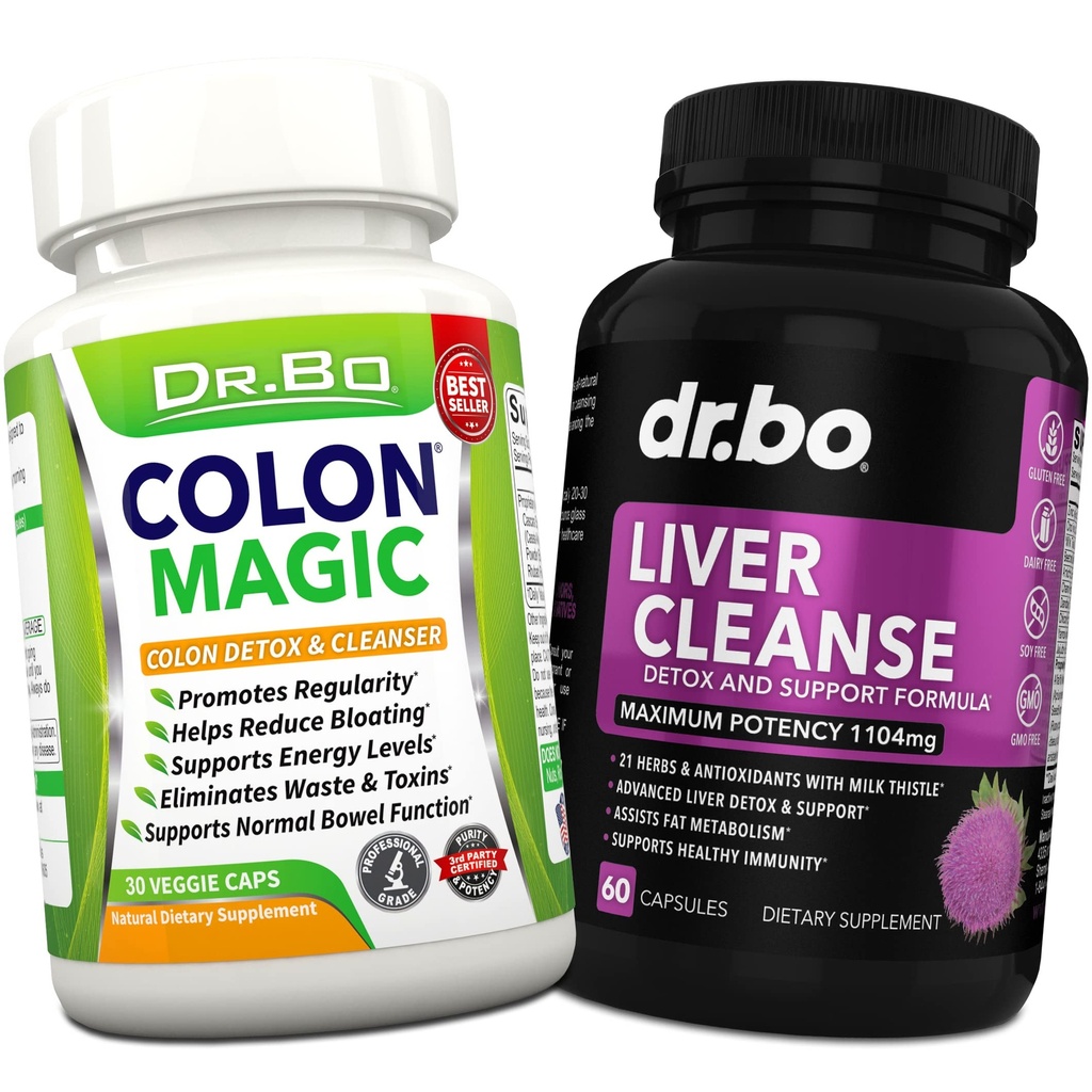Colon Reinigen en Lever Reinigen Detox Ondersteuning Supplement - Natuurlijke Bowel Cleanser Pillen voor Intestinale Opgeblazen & Dagelijkse Constipatie Relief - Melkdistel Dandelion Caps & Aid Gallblad Supplementen