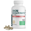 Bronson Iron Bisglycinate 25 mg Zacht op de maag, Ondersteunt energie en gezonde rode bloedcelproductie - niet-consciperende formule - niet GGO, 90 Vegetarische capsules