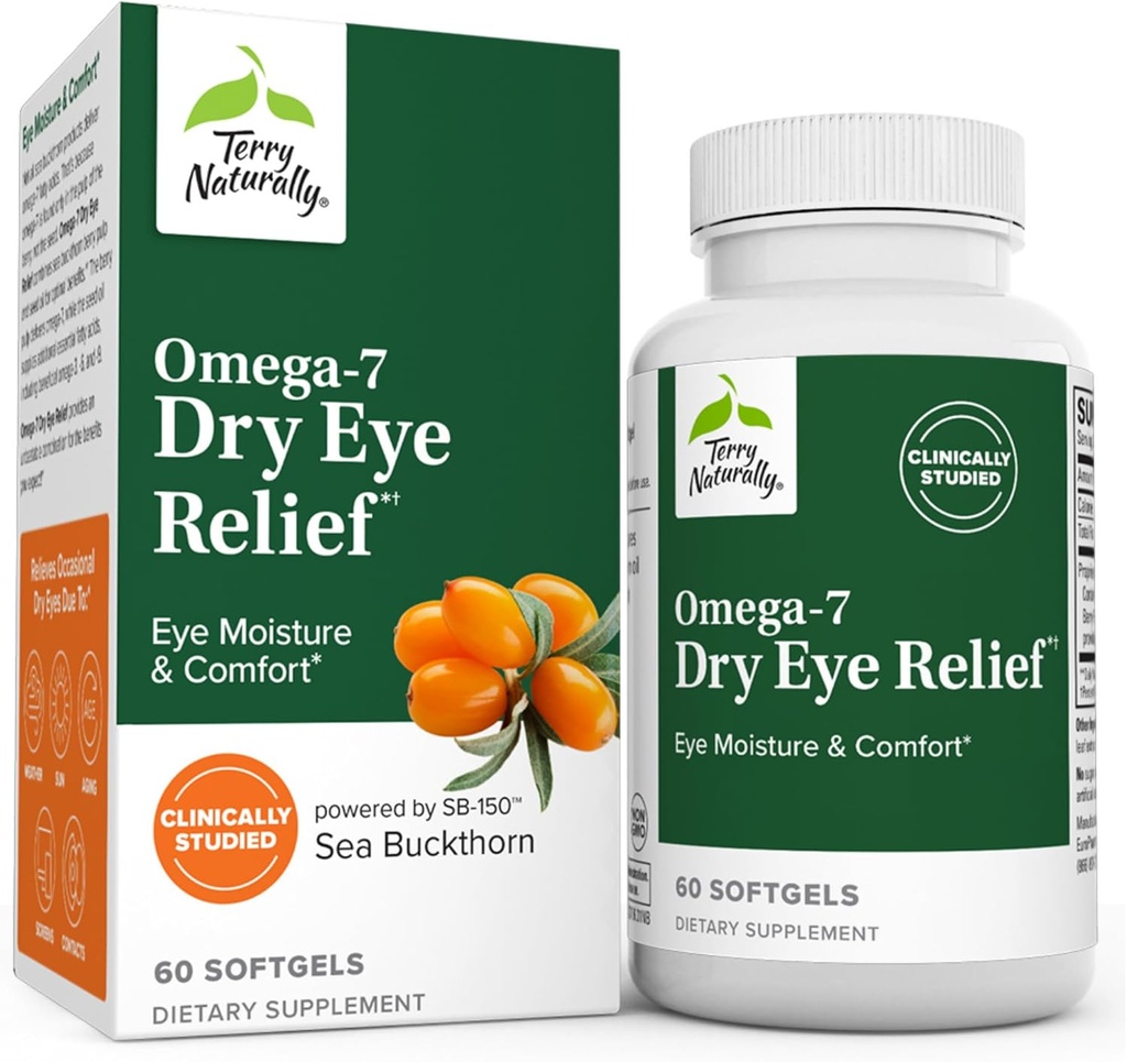 Terry natuurlijk Omega-7 droge oogverlichting - 60 softgels - oogvochtigheid en comfort - non-GMO, glutenvrij - 60 porties