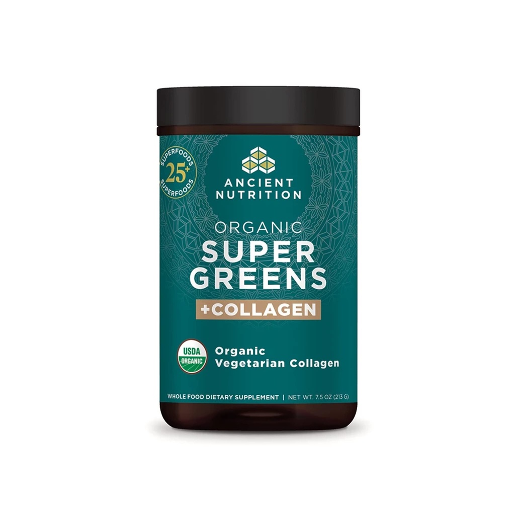 Oude Voeding Supergreens Poeder, Biologische Superfood Poeder met Collageen, Gemaakt van echte groenten, groenten en kruiden, voor Digestieve en Energie Ondersteuning, 25 Servingen, 7.5oz