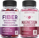 Atlantis Nutrition Gommies de fibres prébiotiques sans sucre pour adultes 2-pack (120 Gommies) + Gommies de magnésium - 770 MG Citrate de magnésium 60 Gommies