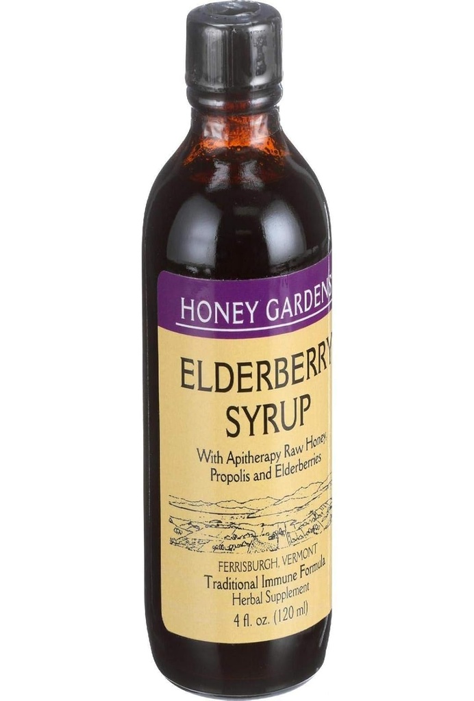 HONEY GARDEN APIARIES Apitherapie Vlierbessen Honing Siroop, 4 FZ