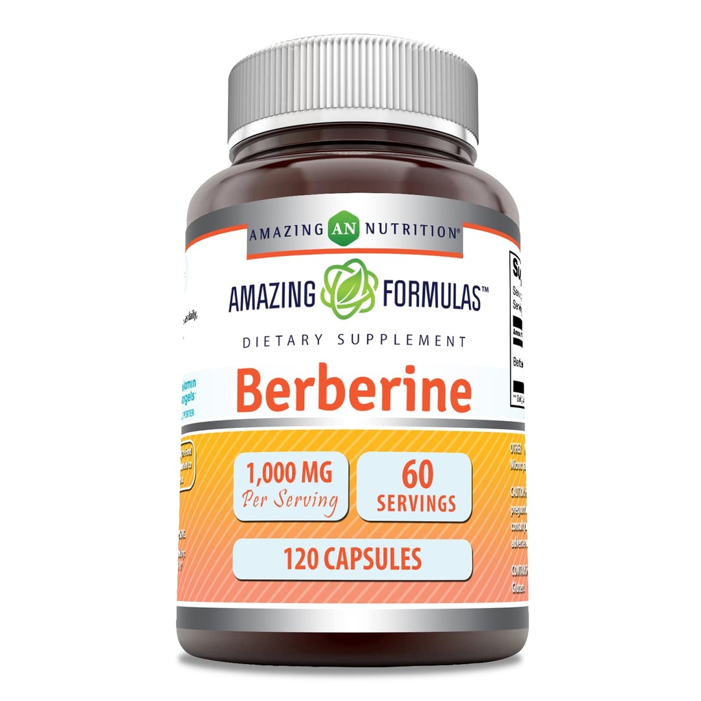 Formules étonnantes Berberine 1000mg par portion 120 Capsules Suppléments