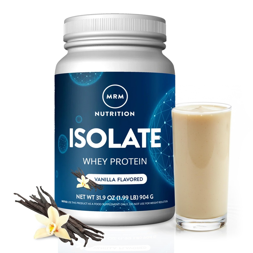 MRM Voeding Isolaat Wei Proteïne Vanille Gearomatiseerd 24g Proteïne Toegevoegd BCAA's + Glutamine met Digestieve Enzymen Hormone + Antibiotische Vrije Servers