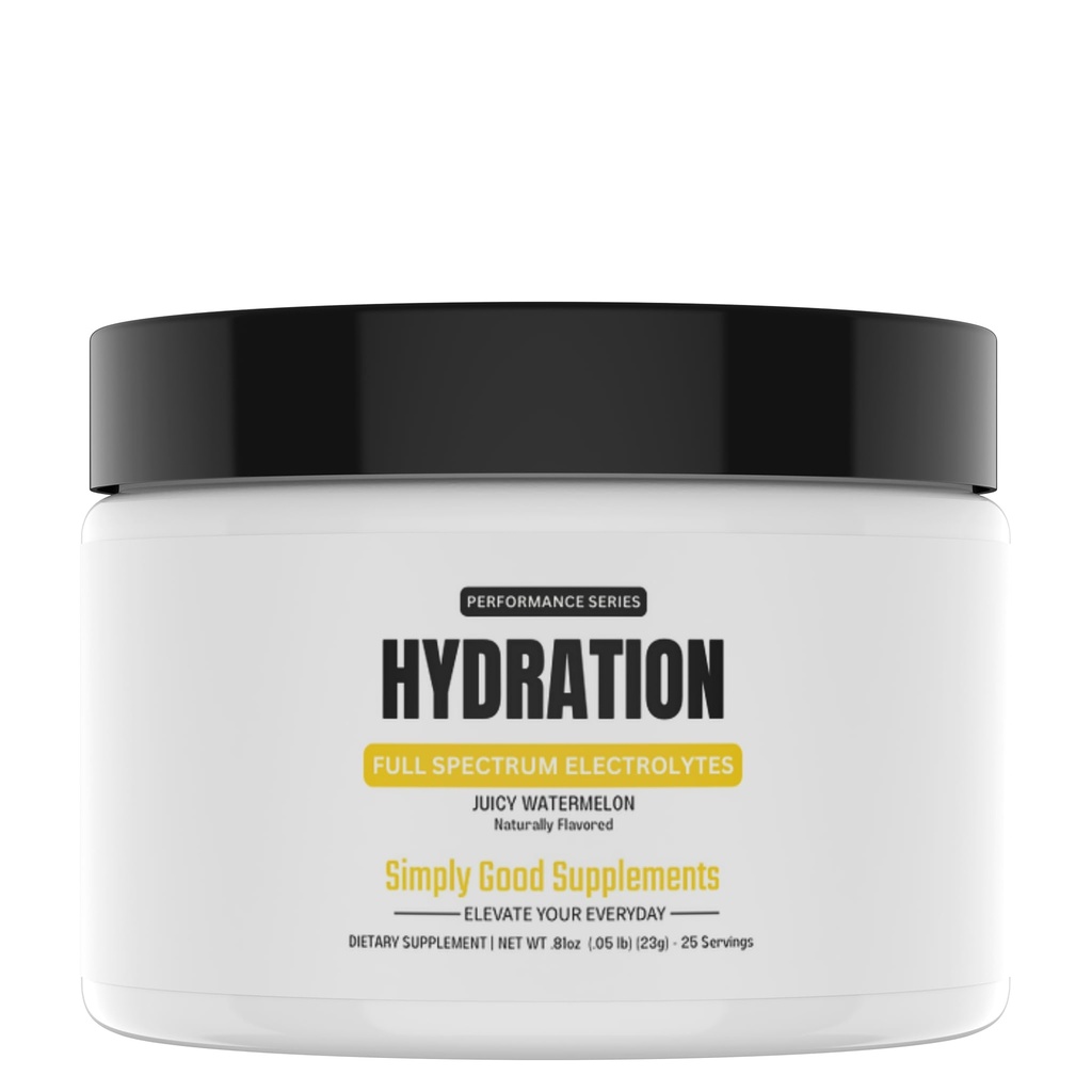 Hydration Full Spectrum Electrolytes – 520mg Sodium, 400mg Potassium, Magnesium, Calcium & Chloride – Essential Electrolyte Support for Active Lifestyles – 25 Servings