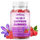 Saffron Supplement Gummies for Kids & Adults Supports Antioxidant Function with Ashwagandha, L-Theanine, Rhodiola Rosea, Lemon Balm, Vitamin D3, B6, Magnesium & Zinc – Raspberry Flavor, 60 Count
