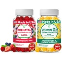 Lunakai Prenatale en vitamine D3 Gummies Bundle - Zwangerschap Multivitamine Gummy met ijzer en foliumzuur - Immuniteit, bot en Mood Ondersteuning Supplement voor volwassenen - 30 dagen levering