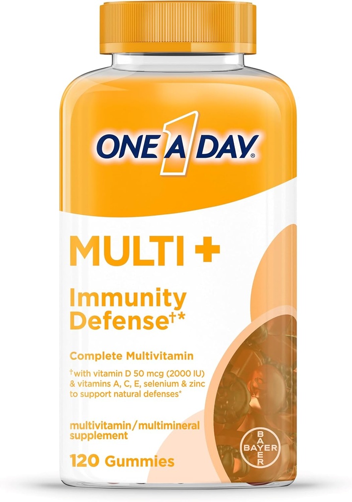ONE A DAY Multi+ Immuun Ondersteuning Gummies, Immuniteit Multivitamine met Vitamine D, Vitamine C, Vitamine E, Vitamine A, Zink en Meer, Gummy Vitamine, 120 Tellen
