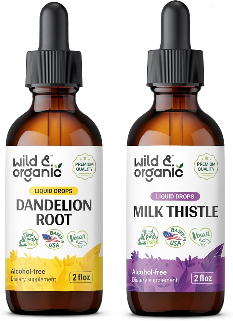 Wild & Organic Dandelion Tinctuur 2 fl oz & Milk Thistle Tinctuur 2 fl oz