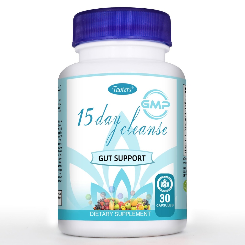 15 Day Cleanse Gut Support 1 Pack de Colon Broom, Supplément de désintoxication avec Senna, Cascara Sagrada & Psyllium Husk, pour hommes et femmes