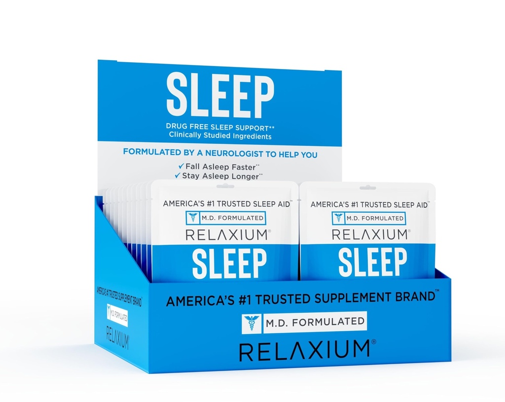 Relaxium Sleep Aid, 24 Travel Pouches (6 Capsules Each), 5mg Melatonin, Magnesium, Valerest, Ashwagandha, Non-Habit Forming