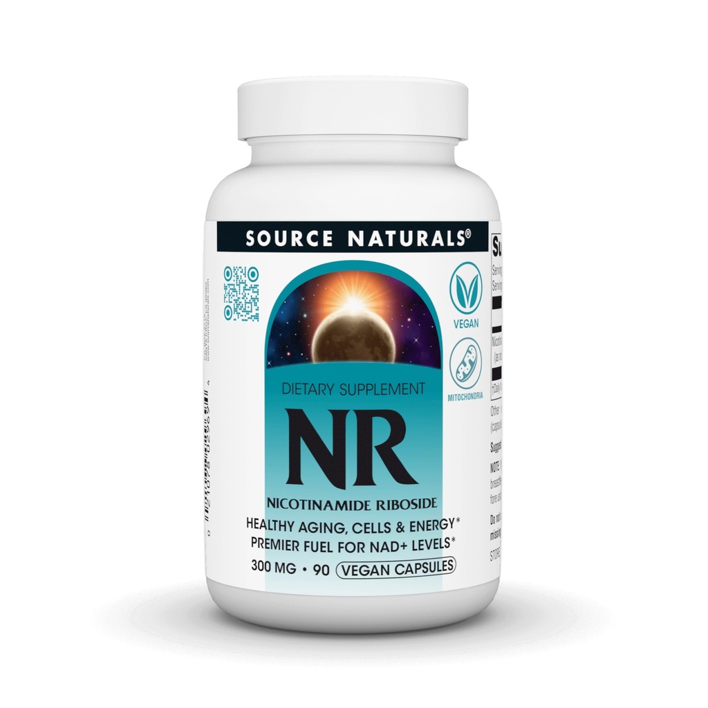 Source Naturals NR, Nicotinamide Riboside, Vegan Dietary Supplement for Mitochondria, Healthy Aging, Cells & Energy*, Premier Fuel for NAD+ Levels, 300 mg - 90 Vegan Capsules