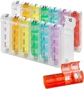Wekelijkse Pillen Organisator - (Pack of 2) Pillen Planners voor Pillen & Vitaminen Elke dag Week, Vier Times-a-Day Medicatie Herinnering, Makkelijk te lezen AM/PM Compartments maandag t/m zondag voor Reizen & Purse